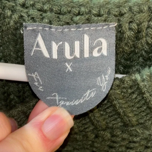 Arula Women’s Sweater, Puff Sleeves, Dark Green, Size X - Picture 2 of 3